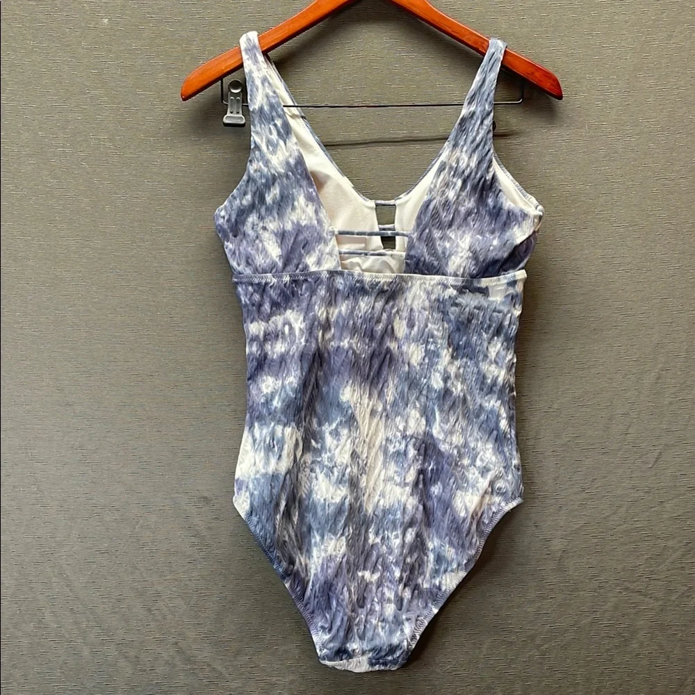 Athleta Blue‎ and White Tie-Dye Bodysuit One Piece